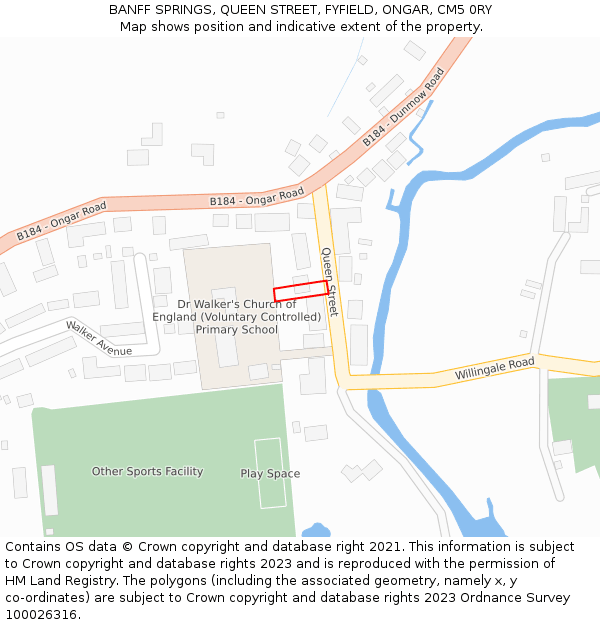 BANFF SPRINGS, QUEEN STREET, FYFIELD, ONGAR, CM5 0RY: Location map and indicative extent of plot