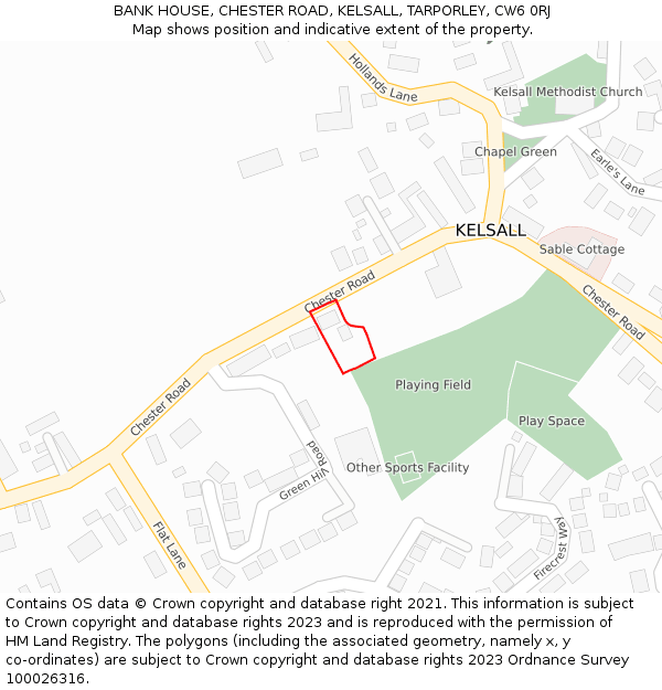 BANK HOUSE, CHESTER ROAD, KELSALL, TARPORLEY, CW6 0RJ: Location map and indicative extent of plot