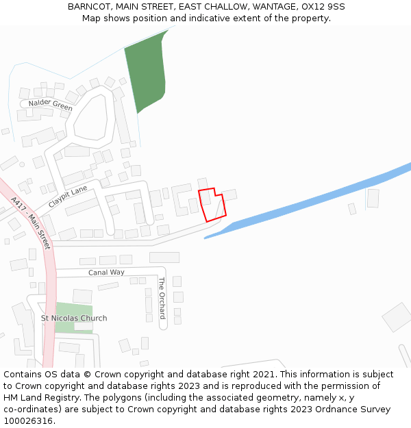 BARNCOT, MAIN STREET, EAST CHALLOW, WANTAGE, OX12 9SS: Location map and indicative extent of plot