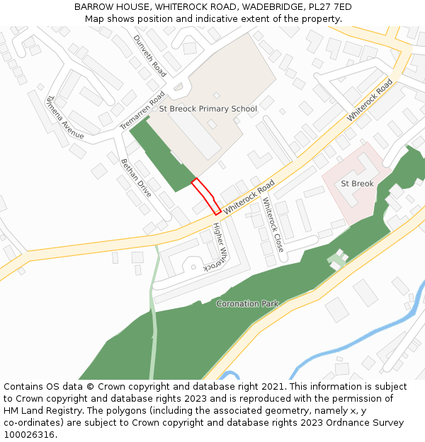 BARROW HOUSE, WHITEROCK ROAD, WADEBRIDGE, PL27 7ED: Location map and indicative extent of plot