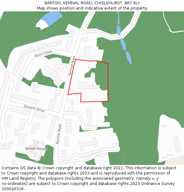 BARTON, KEMNAL ROAD, CHISLEHURST, BR7 6LY: Location map and indicative extent of plot