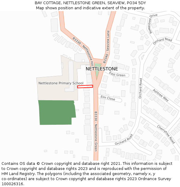 BAY COTTAGE, NETTLESTONE GREEN, SEAVIEW, PO34 5DY: Location map and indicative extent of plot