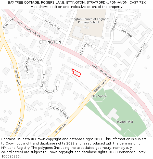 BAY TREE COTTAGE, ROGERS LANE, ETTINGTON, STRATFORD-UPON-AVON, CV37 7SX: Location map and indicative extent of plot