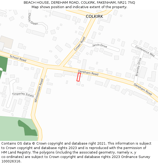 BEACH HOUSE, DEREHAM ROAD, COLKIRK, FAKENHAM, NR21 7NQ: Location map and indicative extent of plot