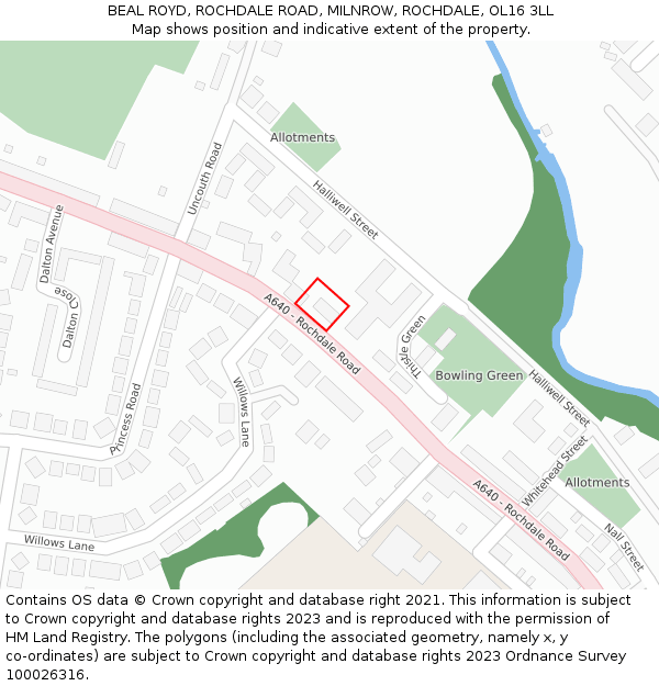 BEAL ROYD, ROCHDALE ROAD, MILNROW, ROCHDALE, OL16 3LL: Location map and indicative extent of plot