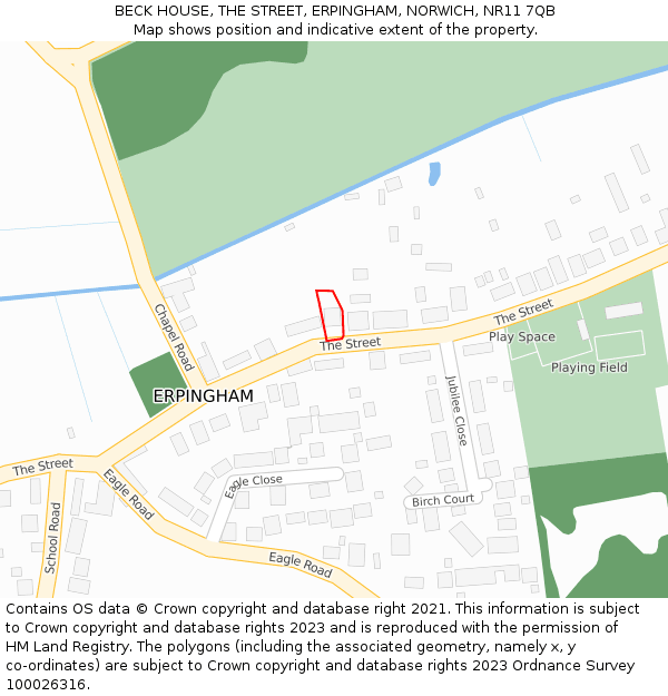 BECK HOUSE, THE STREET, ERPINGHAM, NORWICH, NR11 7QB: Location map and indicative extent of plot