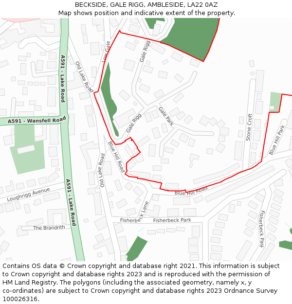 BECKSIDE, GALE RIGG, AMBLESIDE, LA22 0AZ: Location map and indicative extent of plot