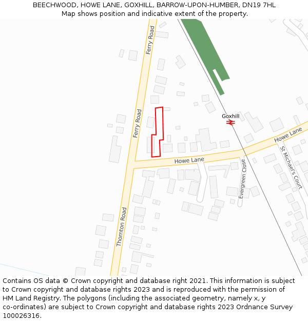 BEECHWOOD, HOWE LANE, GOXHILL, BARROW-UPON-HUMBER, DN19 7HL: Location map and indicative extent of plot