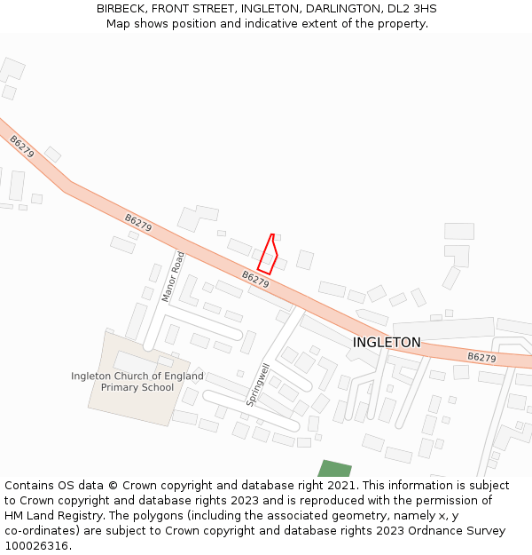 BIRBECK, FRONT STREET, INGLETON, DARLINGTON, DL2 3HS: Location map and indicative extent of plot