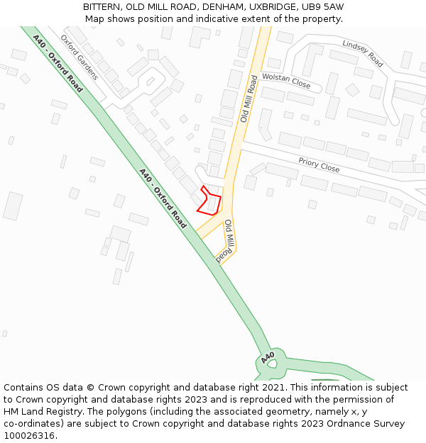 BITTERN, OLD MILL ROAD, DENHAM, UXBRIDGE, UB9 5AW: Location map and indicative extent of plot