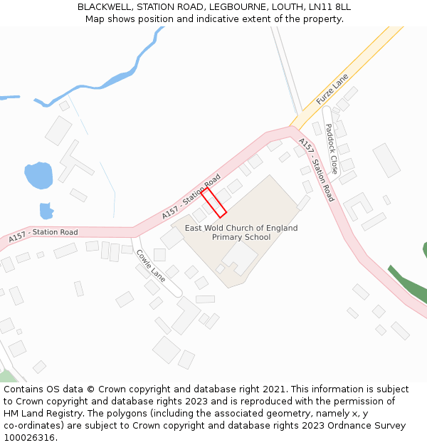 BLACKWELL, STATION ROAD, LEGBOURNE, LOUTH, LN11 8LL: Location map and indicative extent of plot