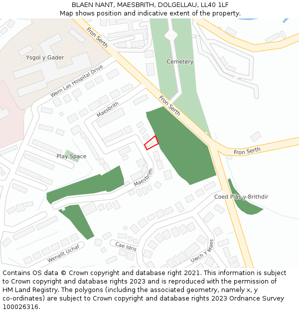 BLAEN NANT, MAESBRITH, DOLGELLAU, LL40 1LF: Location map and indicative extent of plot