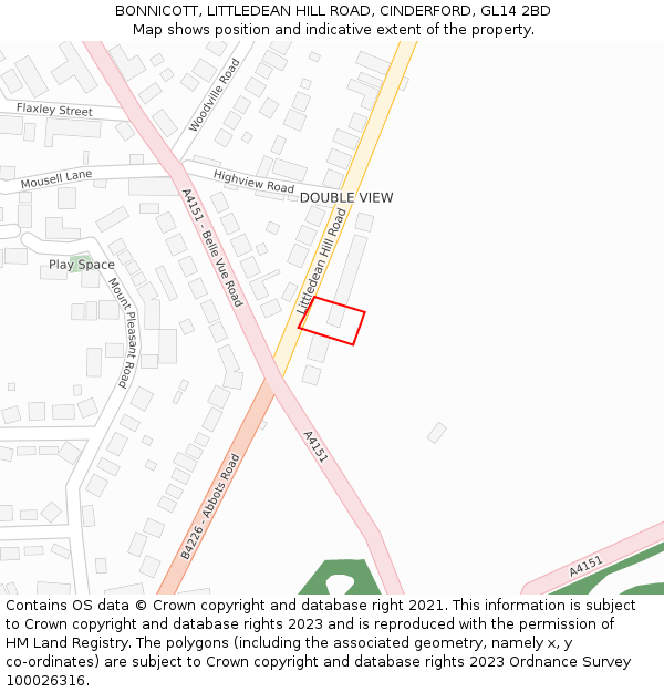 BONNICOTT, LITTLEDEAN HILL ROAD, CINDERFORD, GL14 2BD: Location map and indicative extent of plot