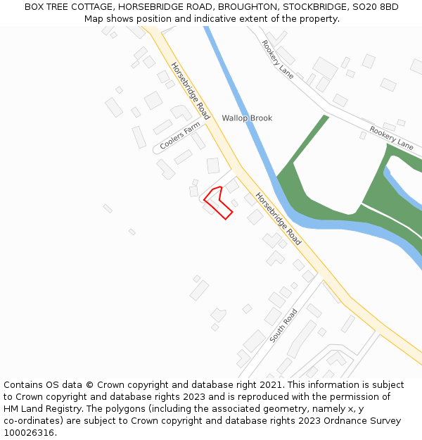 BOX TREE COTTAGE, HORSEBRIDGE ROAD, BROUGHTON, STOCKBRIDGE, SO20 8BD: Location map and indicative extent of plot