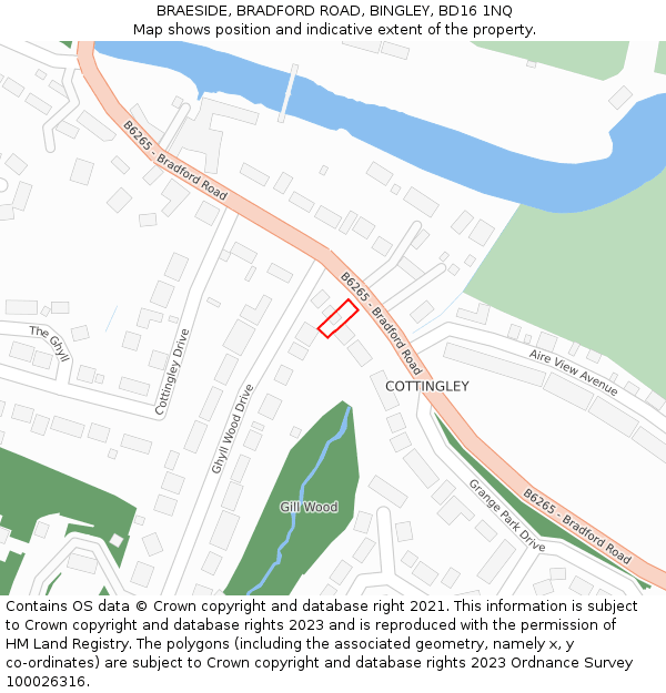 BRAESIDE, BRADFORD ROAD, BINGLEY, BD16 1NQ: Location map and indicative extent of plot