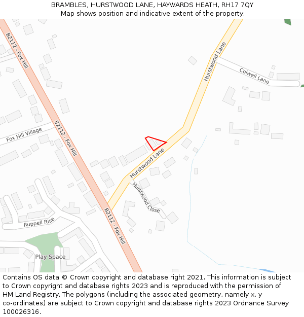 BRAMBLES, HURSTWOOD LANE, HAYWARDS HEATH, RH17 7QY: Location map and indicative extent of plot