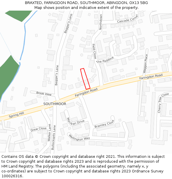 BRAXTED, FARINGDON ROAD, SOUTHMOOR, ABINGDON, OX13 5BG: Location map and indicative extent of plot