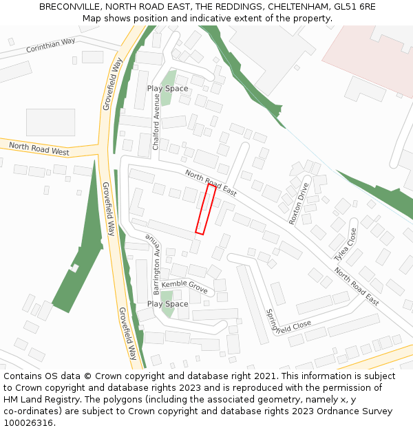 BRECONVILLE, NORTH ROAD EAST, THE REDDINGS, CHELTENHAM, GL51 6RE: Location map and indicative extent of plot