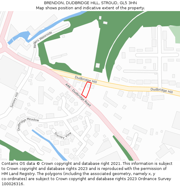 BRENDON, DUDBRIDGE HILL, STROUD, GL5 3HN: Location map and indicative extent of plot