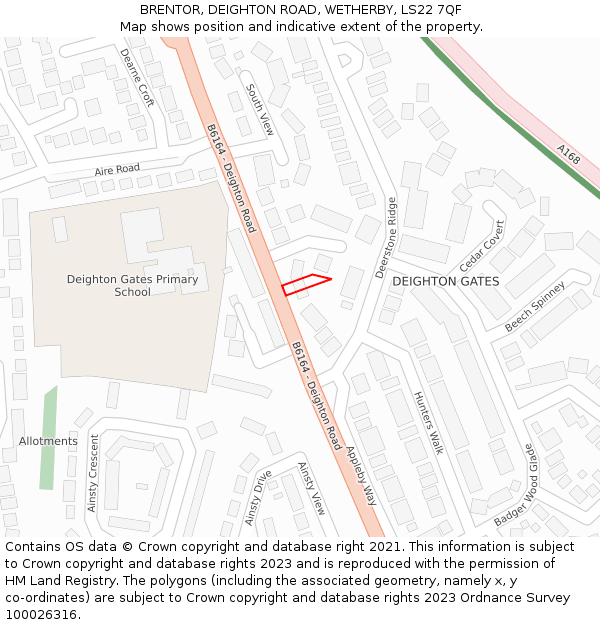 BRENTOR, DEIGHTON ROAD, WETHERBY, LS22 7QF: Location map and indicative extent of plot