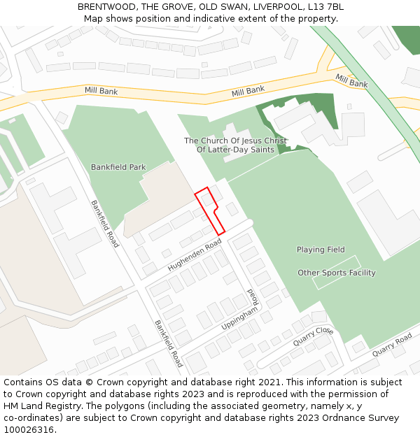 BRENTWOOD, THE GROVE, OLD SWAN, LIVERPOOL, L13 7BL: Location map and indicative extent of plot
