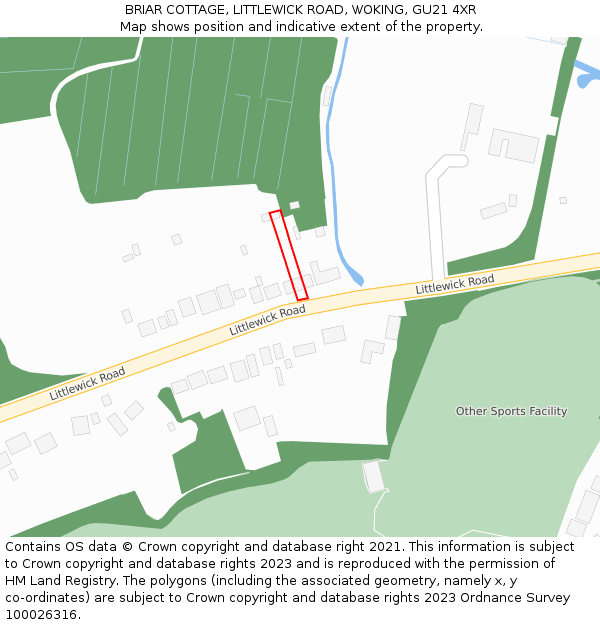 BRIAR COTTAGE, LITTLEWICK ROAD, WOKING, GU21 4XR: Location map and indicative extent of plot