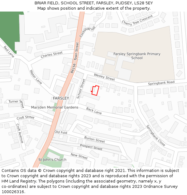 BRIAR FIELD, SCHOOL STREET, FARSLEY, PUDSEY, LS28 5EY: Location map and indicative extent of plot