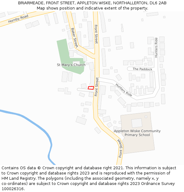 BRIARMEADE, FRONT STREET, APPLETON WISKE, NORTHALLERTON, DL6 2AB: Location map and indicative extent of plot