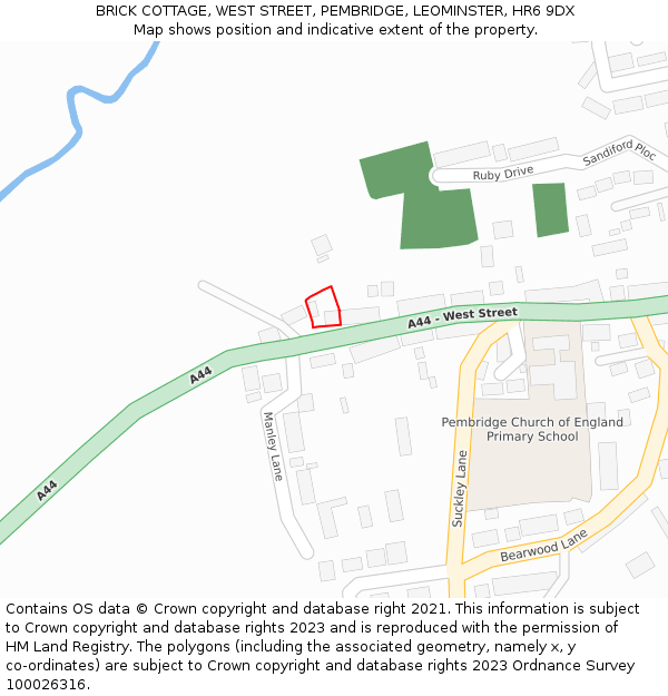 BRICK COTTAGE, WEST STREET, PEMBRIDGE, LEOMINSTER, HR6 9DX: Location map and indicative extent of plot