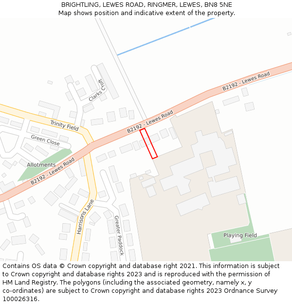 BRIGHTLING, LEWES ROAD, RINGMER, LEWES, BN8 5NE: Location map and indicative extent of plot