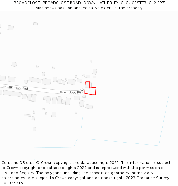 BROADCLOSE, BROADCLOSE ROAD, DOWN HATHERLEY, GLOUCESTER, GL2 9PZ: Location map and indicative extent of plot