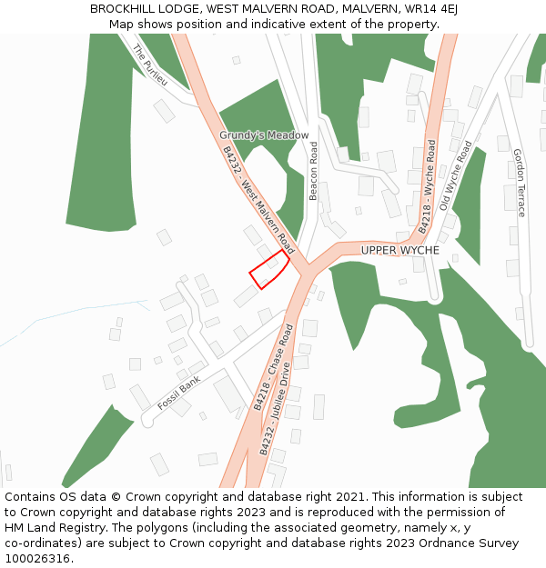 BROCKHILL LODGE, WEST MALVERN ROAD, MALVERN, WR14 4EJ: Location map and indicative extent of plot
