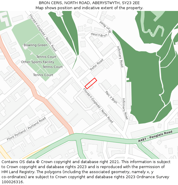 BRON CERIS, NORTH ROAD, ABERYSTWYTH, SY23 2EE: Location map and indicative extent of plot