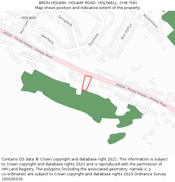 BRON HOLWAY, HOLWAY ROAD, HOLYWELL, CH8 7NN: Location map and indicative extent of plot