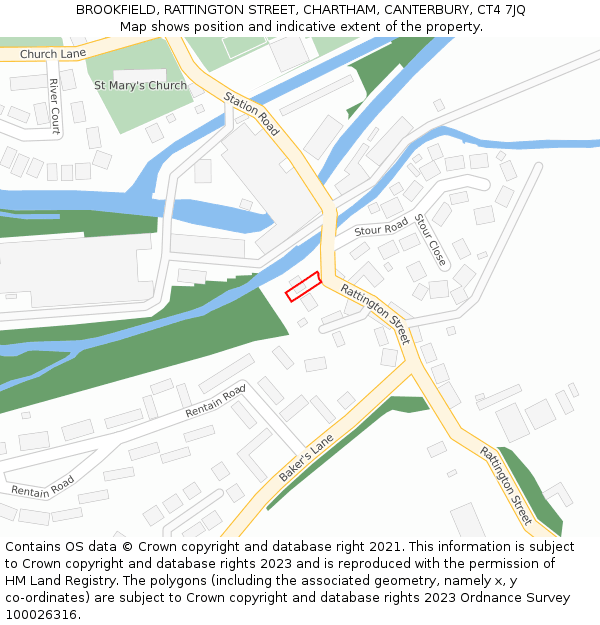 BROOKFIELD, RATTINGTON STREET, CHARTHAM, CANTERBURY, CT4 7JQ: Location map and indicative extent of plot