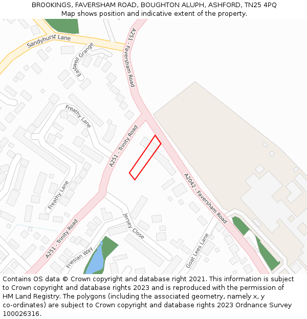 BROOKINGS, FAVERSHAM ROAD, BOUGHTON ALUPH, ASHFORD, TN25 4PQ: Location map and indicative extent of plot