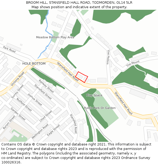 BROOM HILL, STANSFIELD HALL ROAD, TODMORDEN, OL14 5LR: Location map and indicative extent of plot