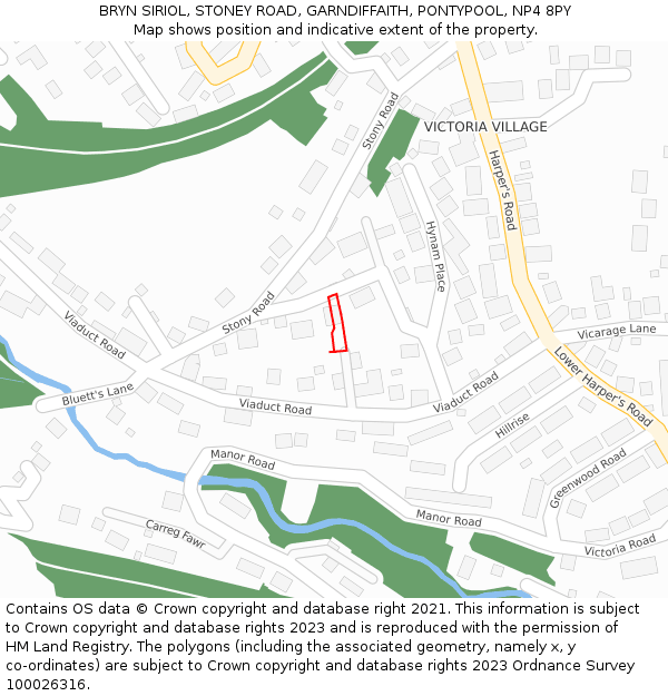 BRYN SIRIOL, STONEY ROAD, GARNDIFFAITH, PONTYPOOL, NP4 8PY: Location map and indicative extent of plot