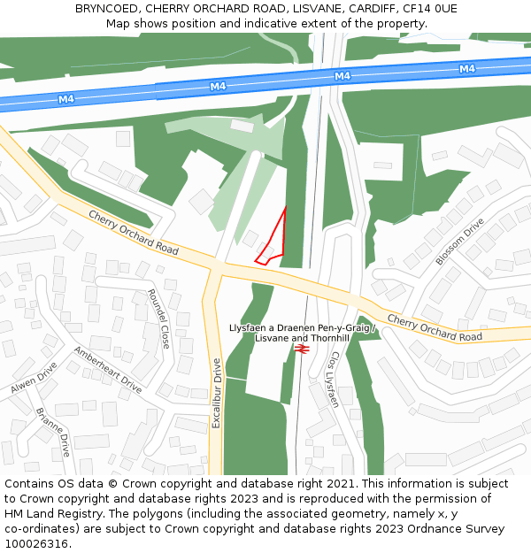 BRYNCOED, CHERRY ORCHARD ROAD, LISVANE, CARDIFF, CF14 0UE: Location map and indicative extent of plot