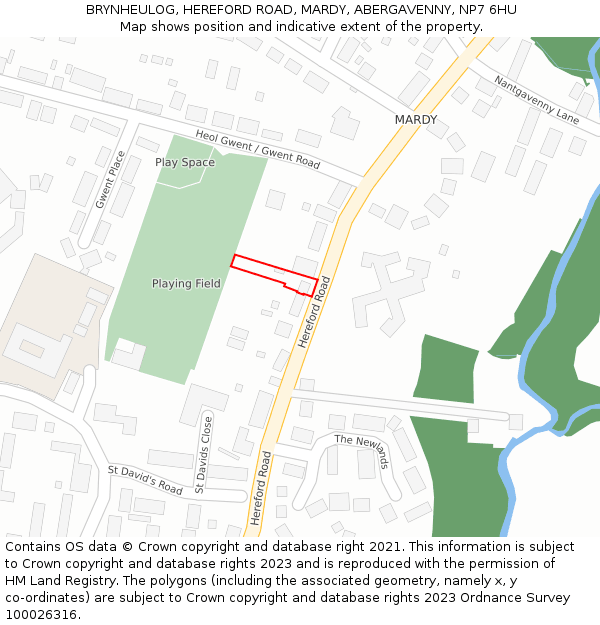 BRYNHEULOG, HEREFORD ROAD, MARDY, ABERGAVENNY, NP7 6HU: Location map and indicative extent of plot