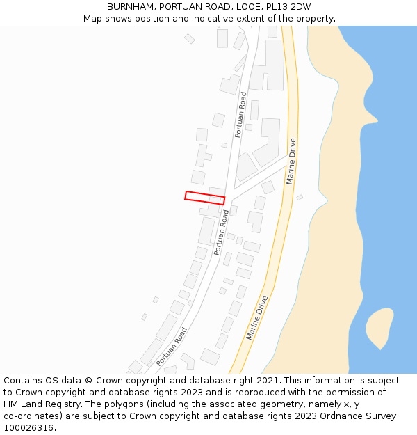 BURNHAM, PORTUAN ROAD, LOOE, PL13 2DW: Location map and indicative extent of plot