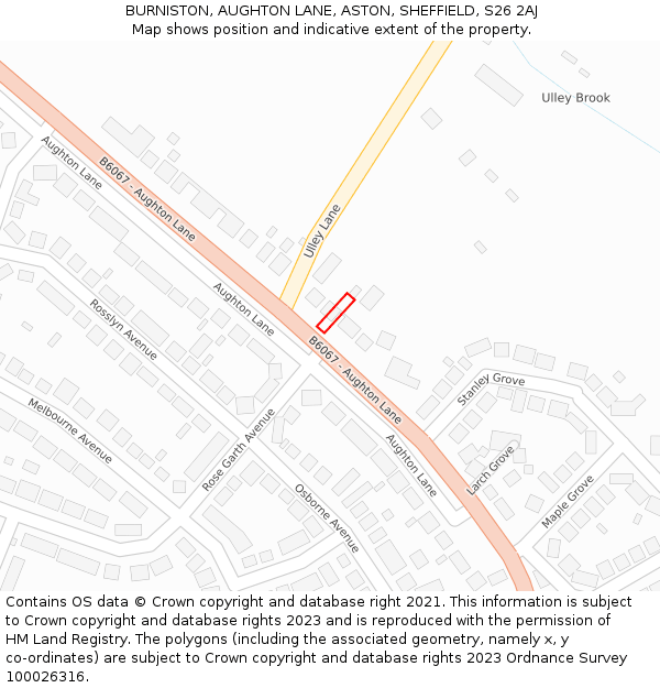 BURNISTON, AUGHTON LANE, ASTON, SHEFFIELD, S26 2AJ: Location map and indicative extent of plot