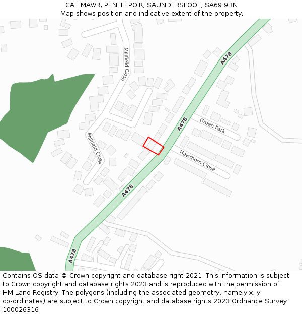 CAE MAWR, PENTLEPOIR, SAUNDERSFOOT, SA69 9BN: Location map and indicative extent of plot