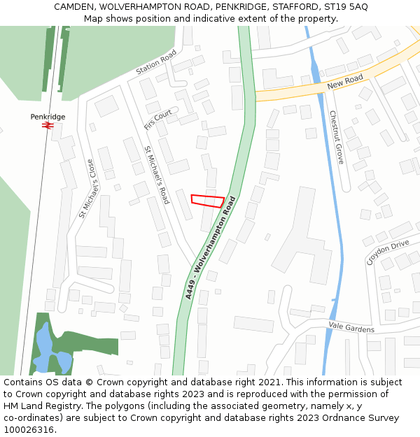 CAMDEN, WOLVERHAMPTON ROAD, PENKRIDGE, STAFFORD, ST19 5AQ: Location map and indicative extent of plot
