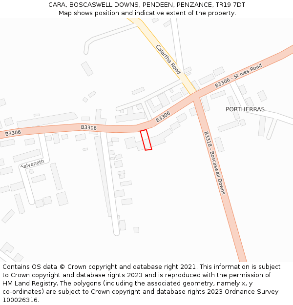 CARA, BOSCASWELL DOWNS, PENDEEN, PENZANCE, TR19 7DT: Location map and indicative extent of plot