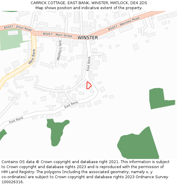 CARRICK COTTAGE, EAST BANK, WINSTER, MATLOCK, DE4 2DS: Location map and indicative extent of plot