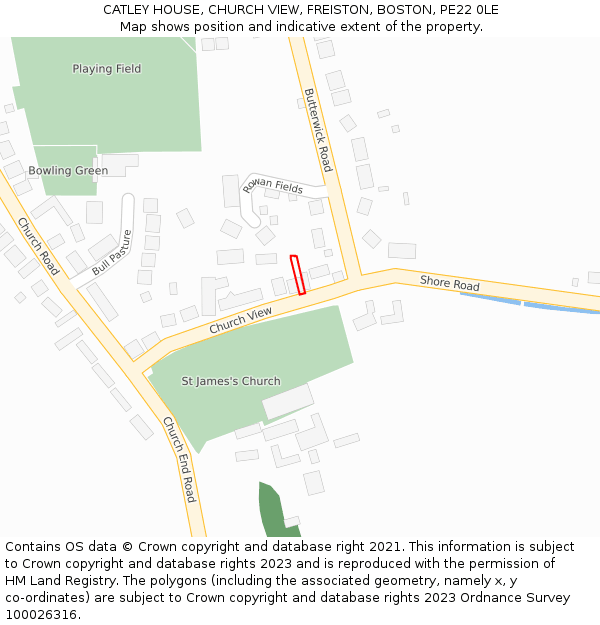 CATLEY HOUSE, CHURCH VIEW, FREISTON, BOSTON, PE22 0LE: Location map and indicative extent of plot