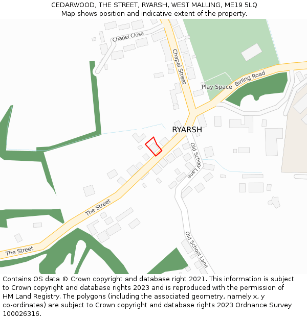 CEDARWOOD, THE STREET, RYARSH, WEST MALLING, ME19 5LQ: Location map and indicative extent of plot