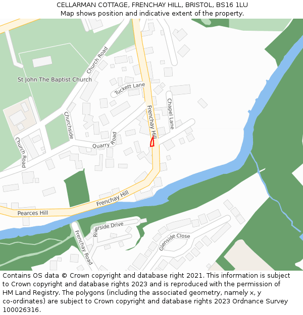 CELLARMAN COTTAGE, FRENCHAY HILL, BRISTOL, BS16 1LU: Location map and indicative extent of plot