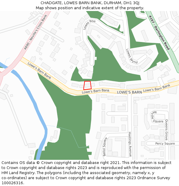 CHADGATE, LOWES BARN BANK, DURHAM, DH1 3QJ: Location map and indicative extent of plot